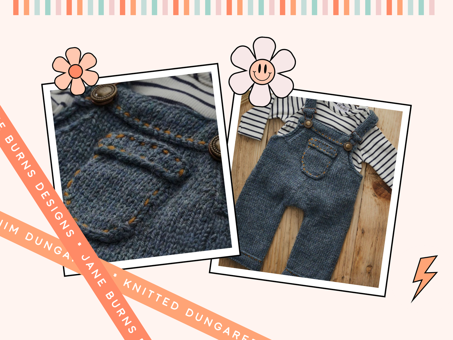 My First Denim Dungarees, Baby Romper - Knitting Pattern