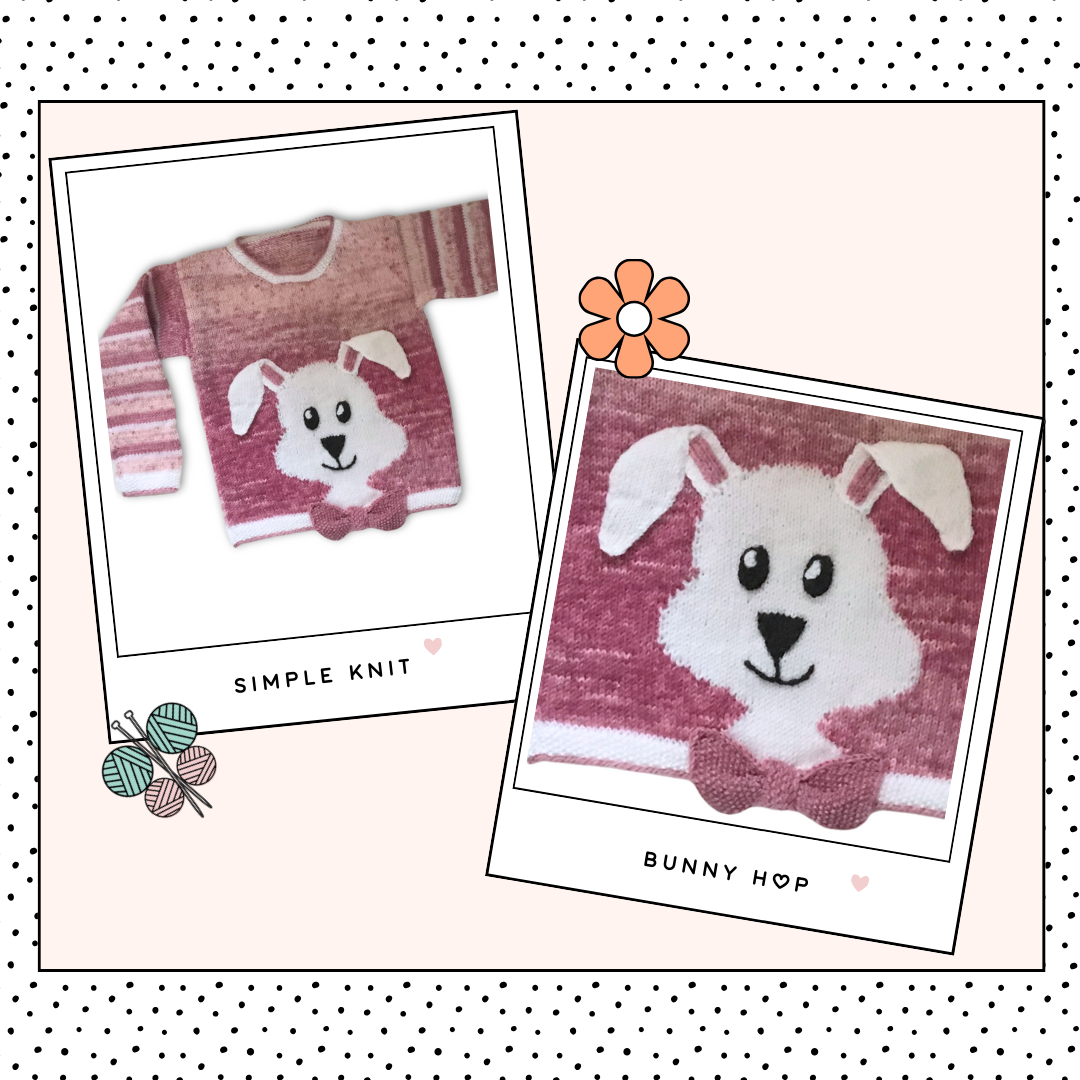 Bunny Hop Pullover, kids rabbit easter jumper knitting pattern