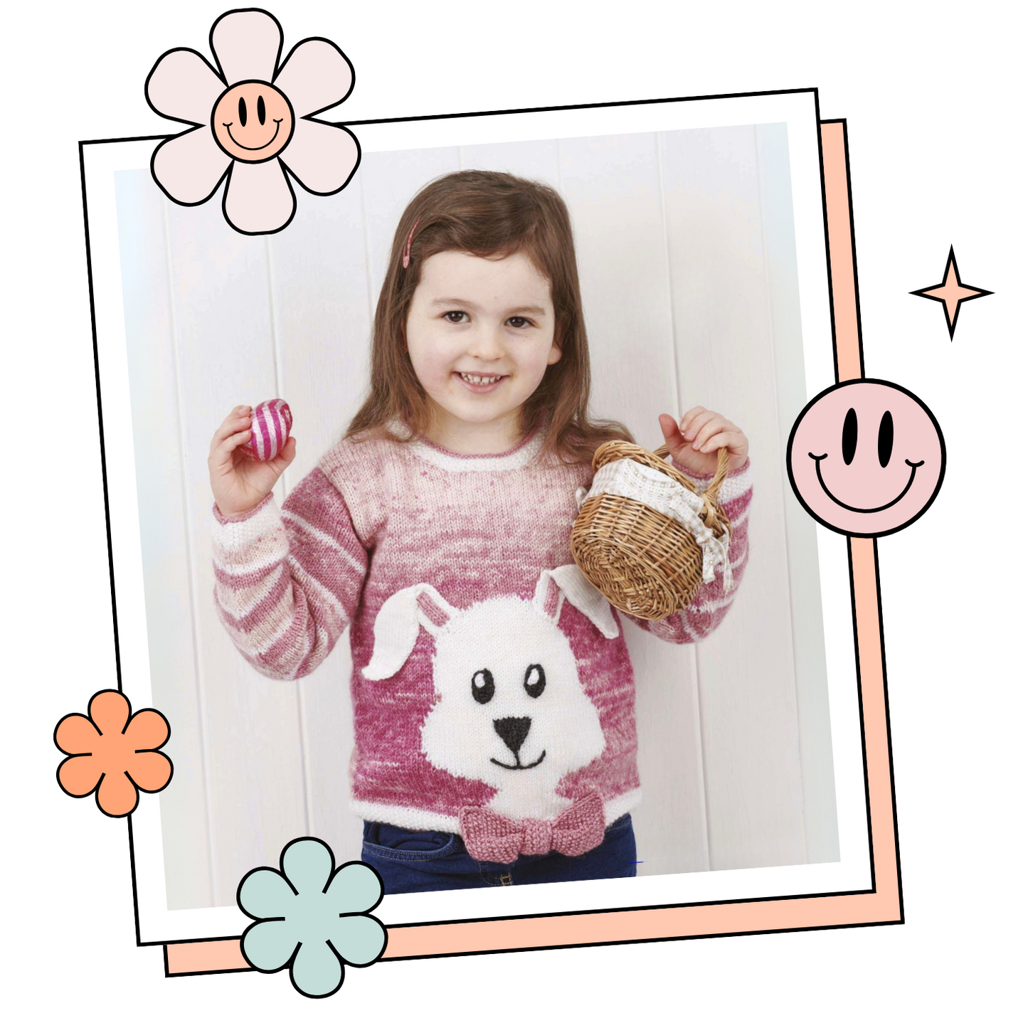 Bunny Hop Pullover, kids rabbit easter jumper knitting pattern