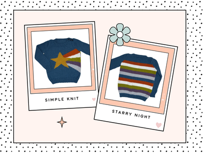 Starry Night Sweater, Kids Intarsia Star Motif Jumper - Knitting Pattern