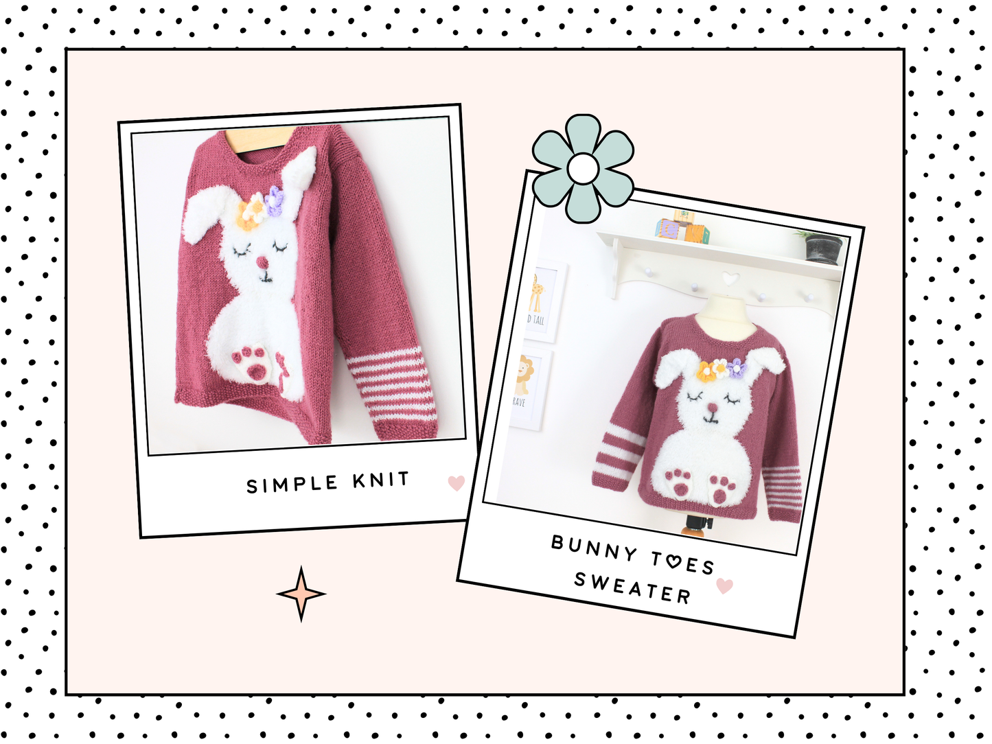 Bunny Toes, Childs Intarsia Rabbit Motif Sweater - Knitting Pattern