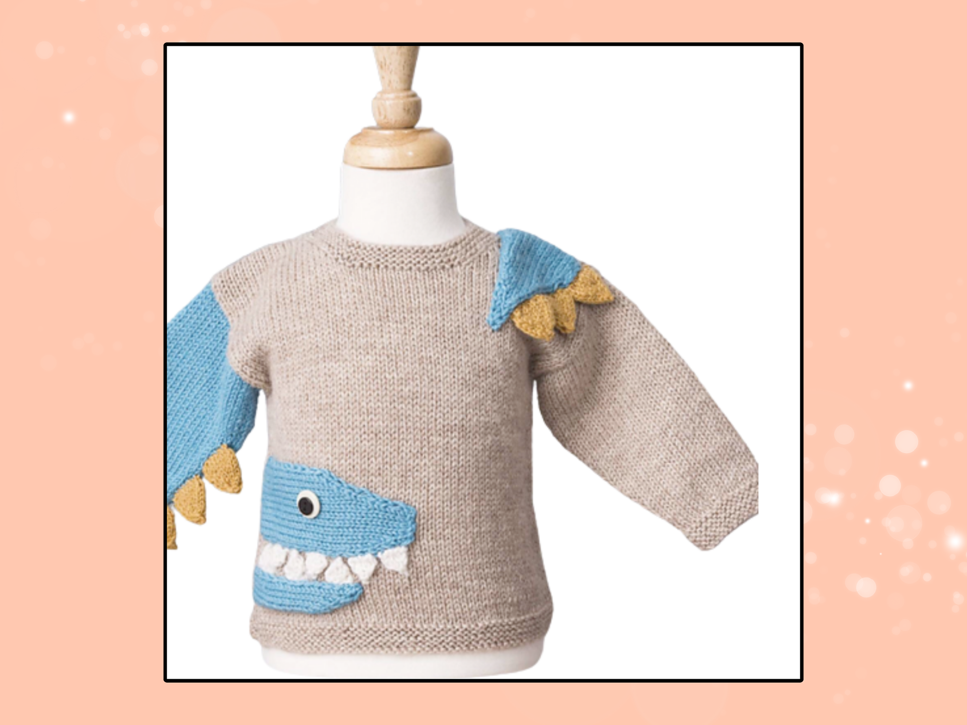 knitting pattern for baby jumper, baby sweater with a crocodile motif, spikes and teeth. knitting pattern for baby sweater, crocodile knitted, knitting pattern, jane burns