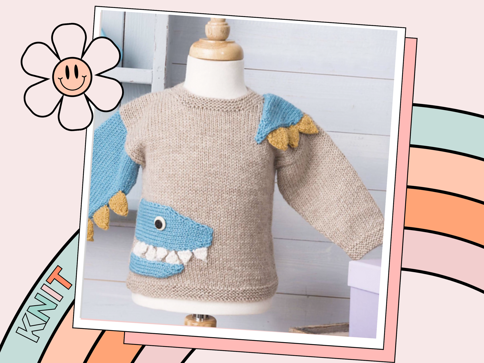 knitting pattern for baby jumper, baby sweater with a crocodile motif, spikes and teeth. knitting pattern for baby sweater, crocodile knitted, knitting pattern, jane burns