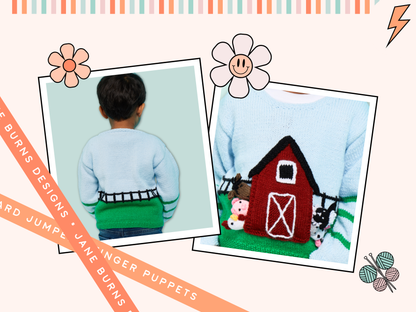 Barnyard Pals, Kids Farmyard Sweater & Finger Puppets - Kniting Pattern
