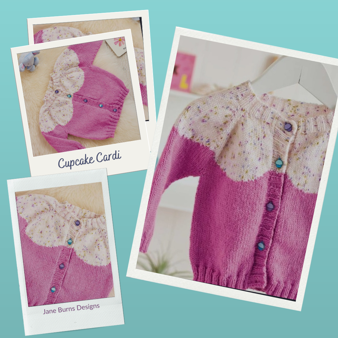 Cupcake Cardi, Simple Seamless Cardigan with Icing Detail - Knitting Pattern