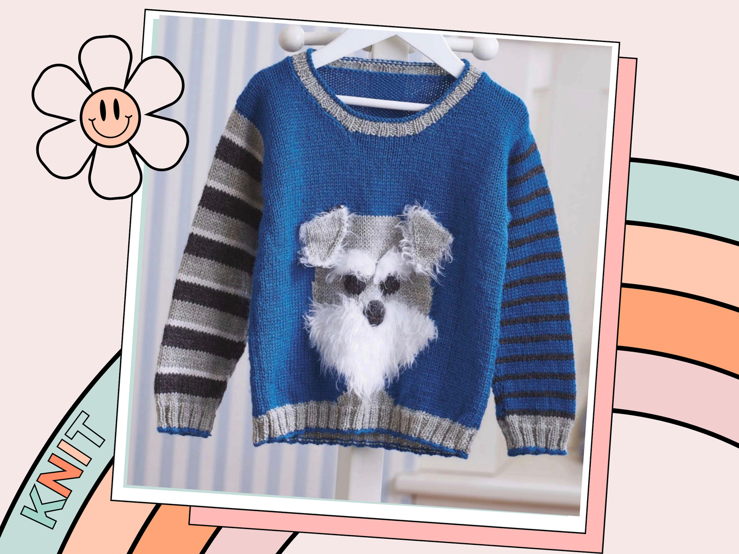 Bertie the Schnauzer. Kids Intarsia Dog Sweater - Knitting Pattern