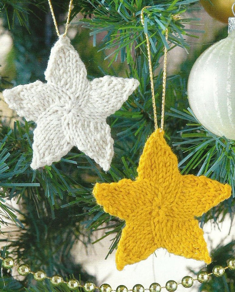 Five Pointed Star Christmas Tree Decoration Knitting Pattern PDF Download - Jane Burns Designs