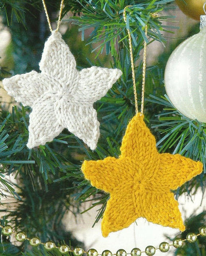 Five Pointed Star Christmas Tree Decoration Knitting Pattern PDF Download - Jane Burns Designs