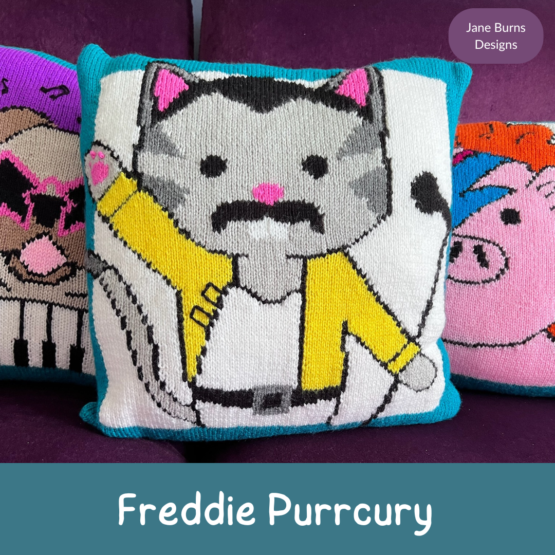 Ziggys Band, Piggy Stardust, Elton Bone and Freddie Purrcury Cushions