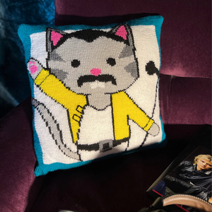 Freddie Purrcury Cat Cushion