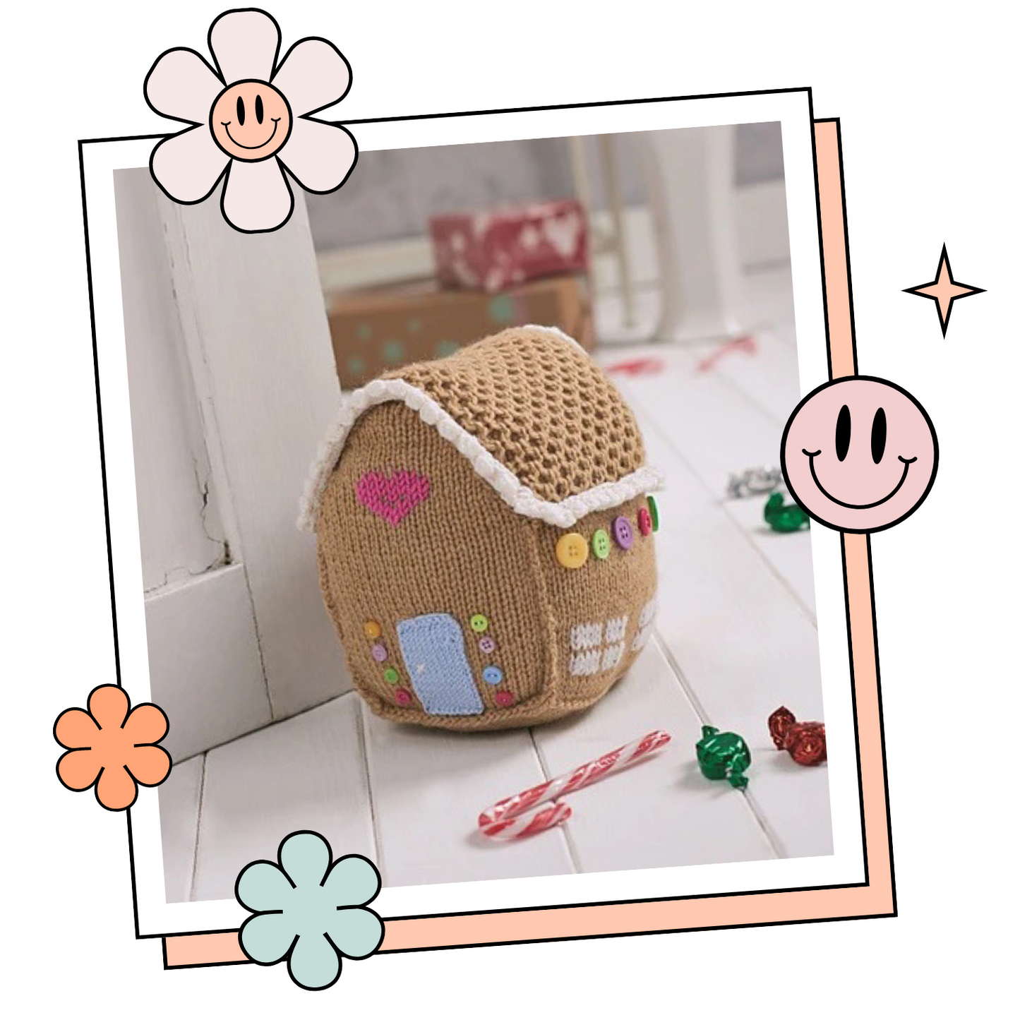 gingerbread house knitted doorstop pattern jane burns
