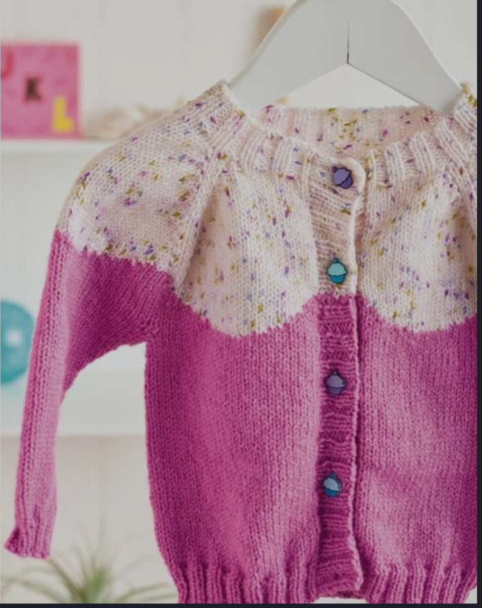 Cupcake Cardi, Simple Seamless Cardigan with Icing Detail - Knitting Pattern