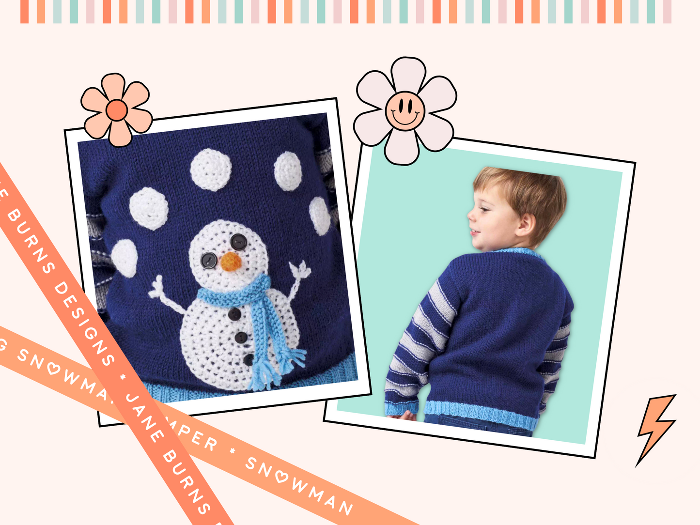 kids jumper with a knitted juggling snowman, knitting pattern, childs pullover