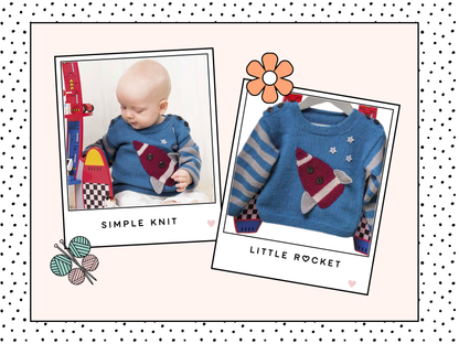 Little Rocket simple baby jumper space sweater knitting pattern baby rocket pullover knitting pattern