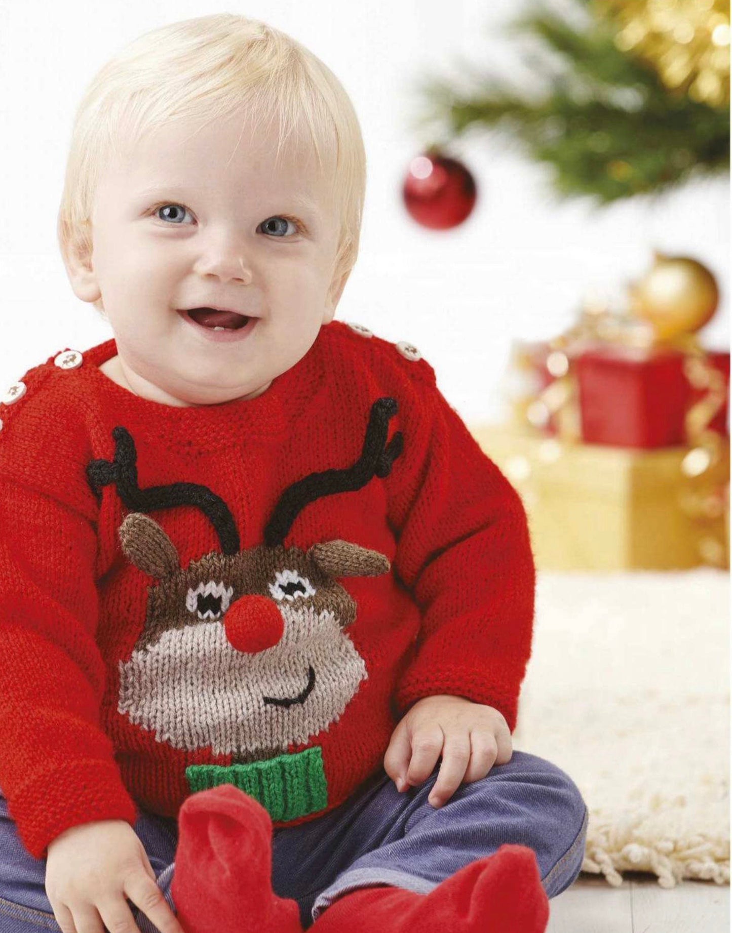 little rudolph baby christmas jumper knitting pattern jane burns