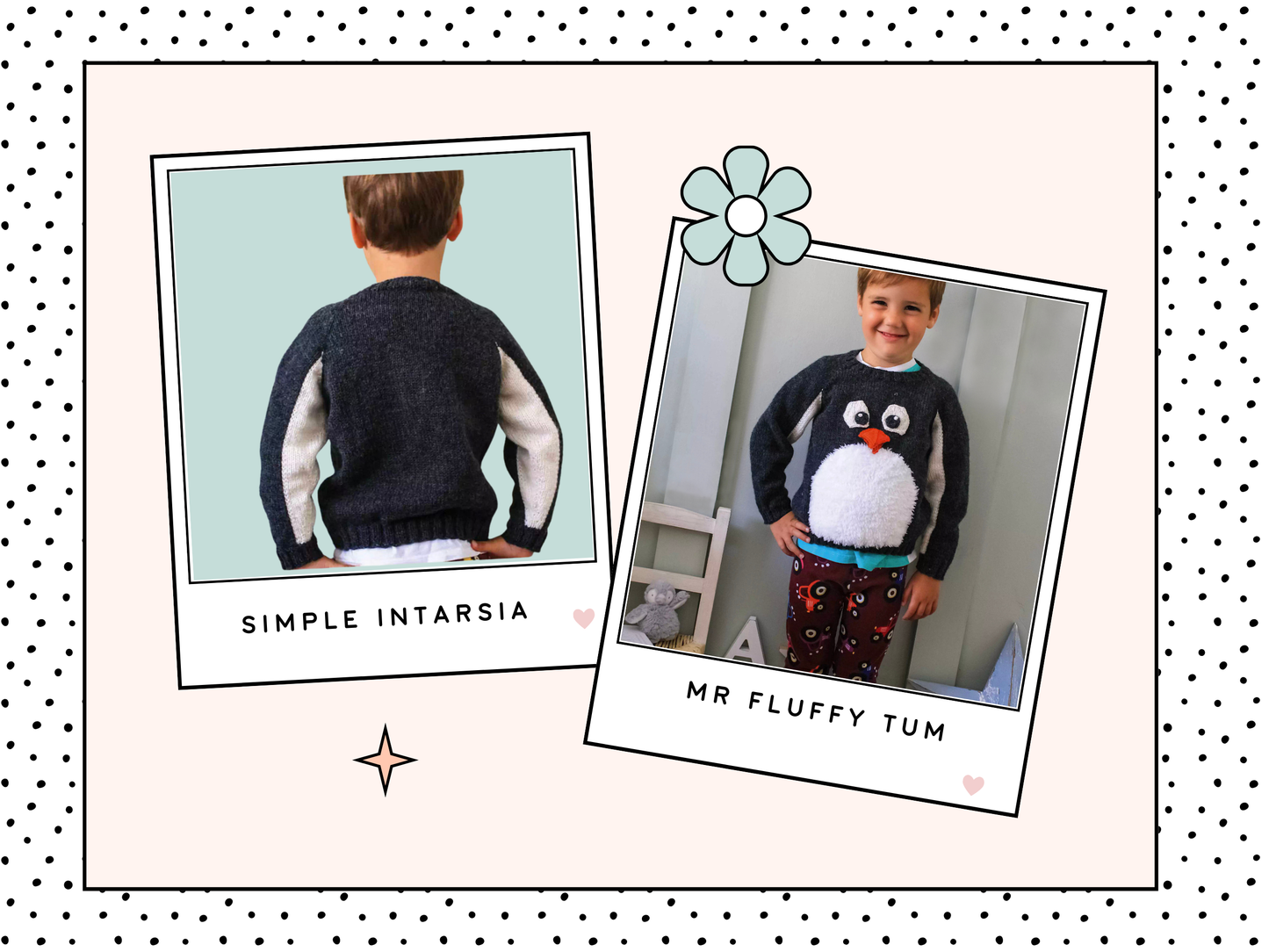 kids christmas jumper, penguin sweater knitting pattern for kids, intarsia jumper penguin motif, jane burns