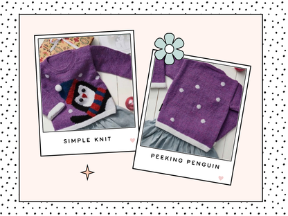 peeking penguin kids christmas jumper knitting pattern, kids sweater knitting pattern jane burns