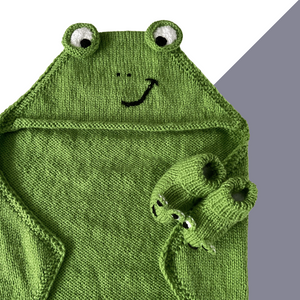 Ribbit Ribbit Frog Hooded Blanket and Bootees