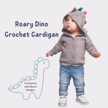 Load image into Gallery viewer, Roary Dino Crochet Hooded Cardigan
