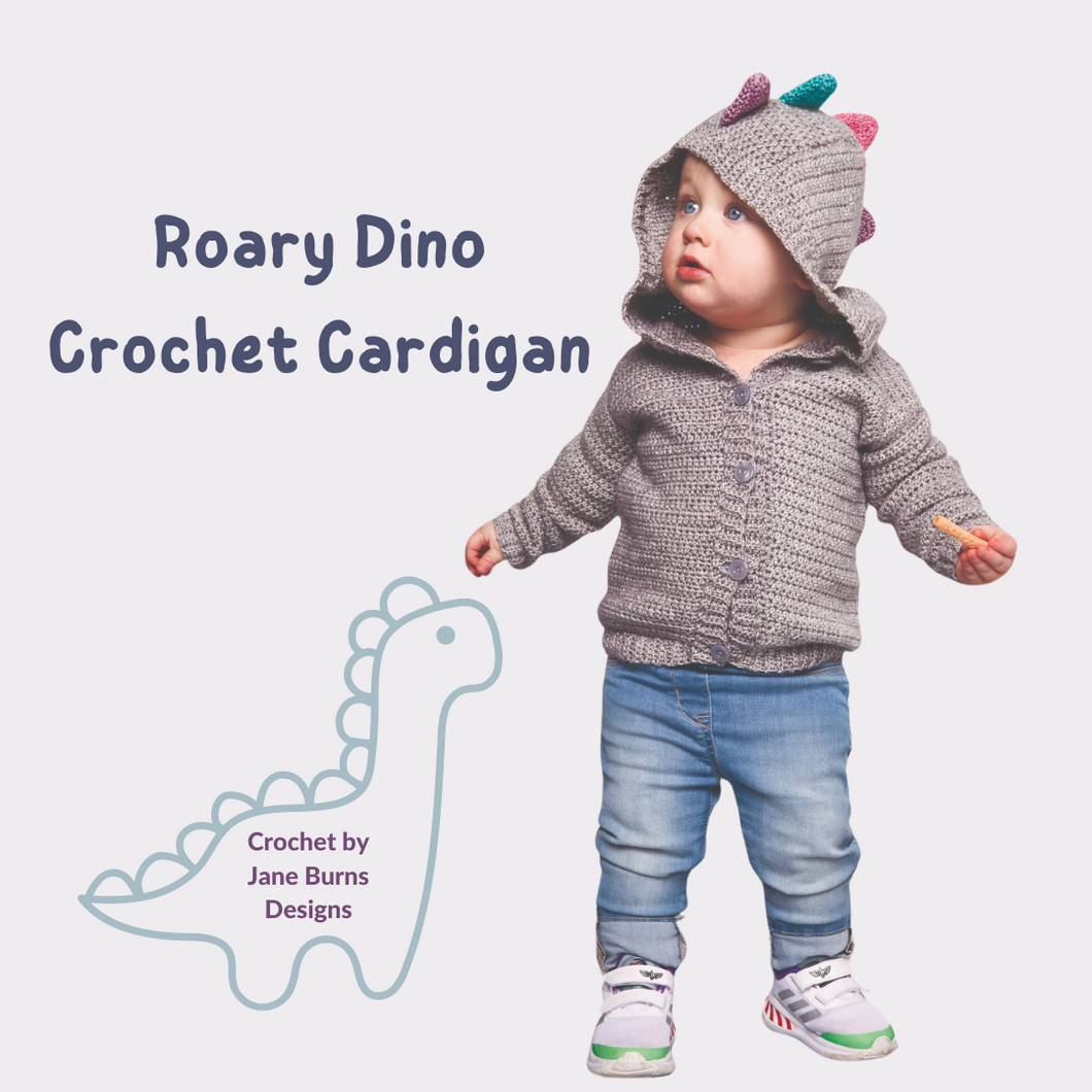 Roary Dino Crochet Hooded Cardigan