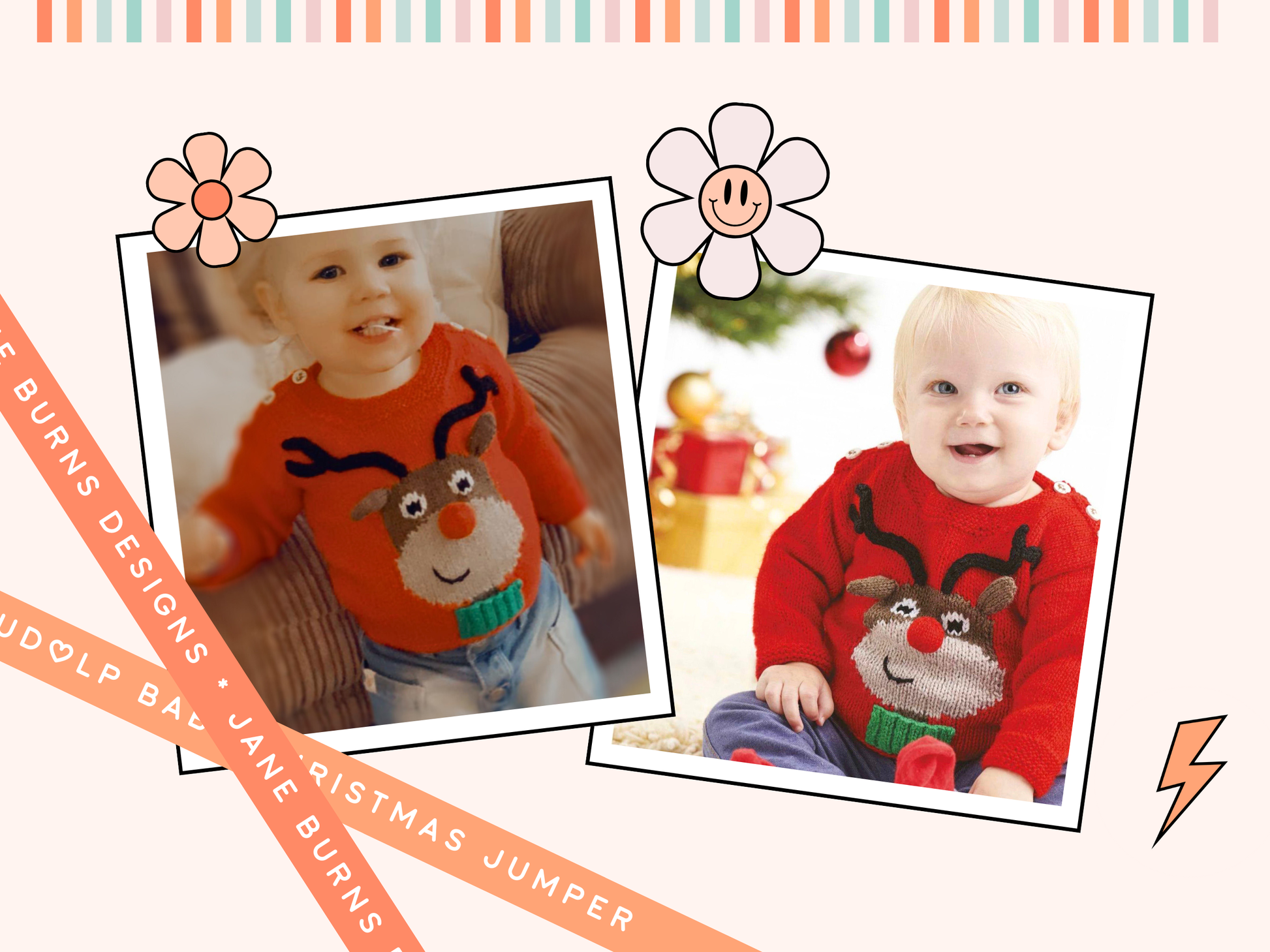 little rudolph baby christmas jumper knitting pattern jane burns