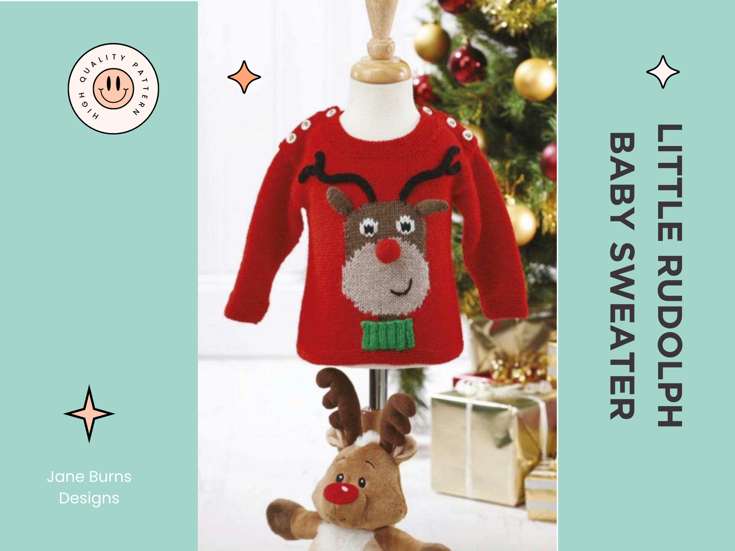 little rudolph baby christmas jumper knitting pattern jane burns