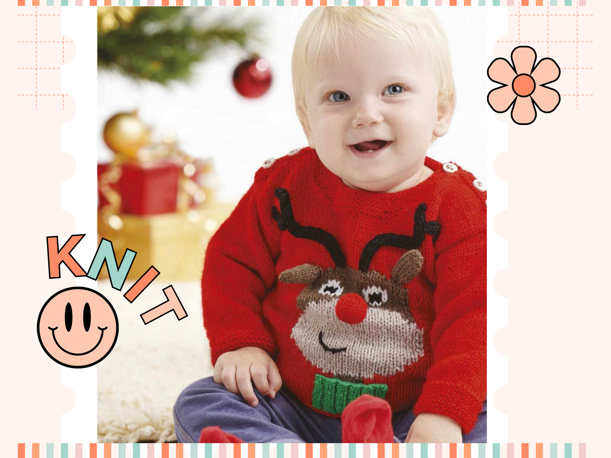 little rudolph baby christmas jumper knitting pattern jane burns