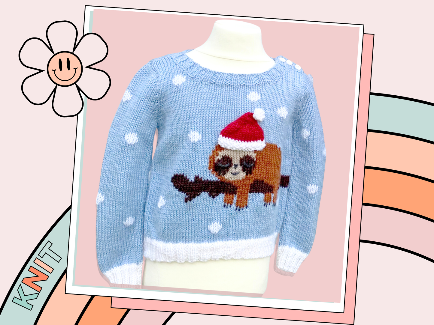 Kids sleepy sloth christmas jumper jane burns kids christmas jumper knitting pattern