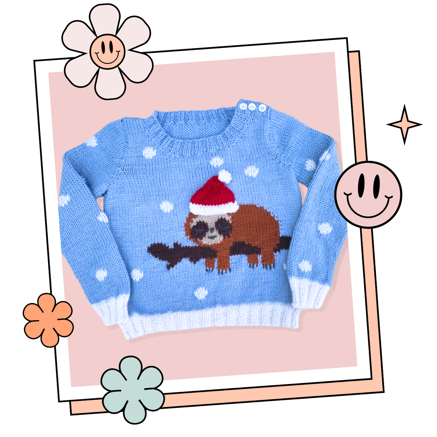 Kids sleepy sloth christmas jumper jane burns kids christmas jumper knitting pattern