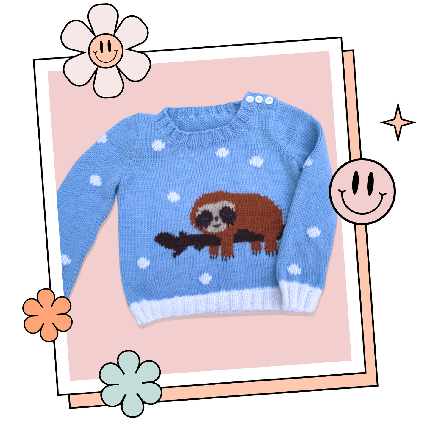 Kids sleepy sloth christmas jumper jane burns kids christmas jumper knitting pattern