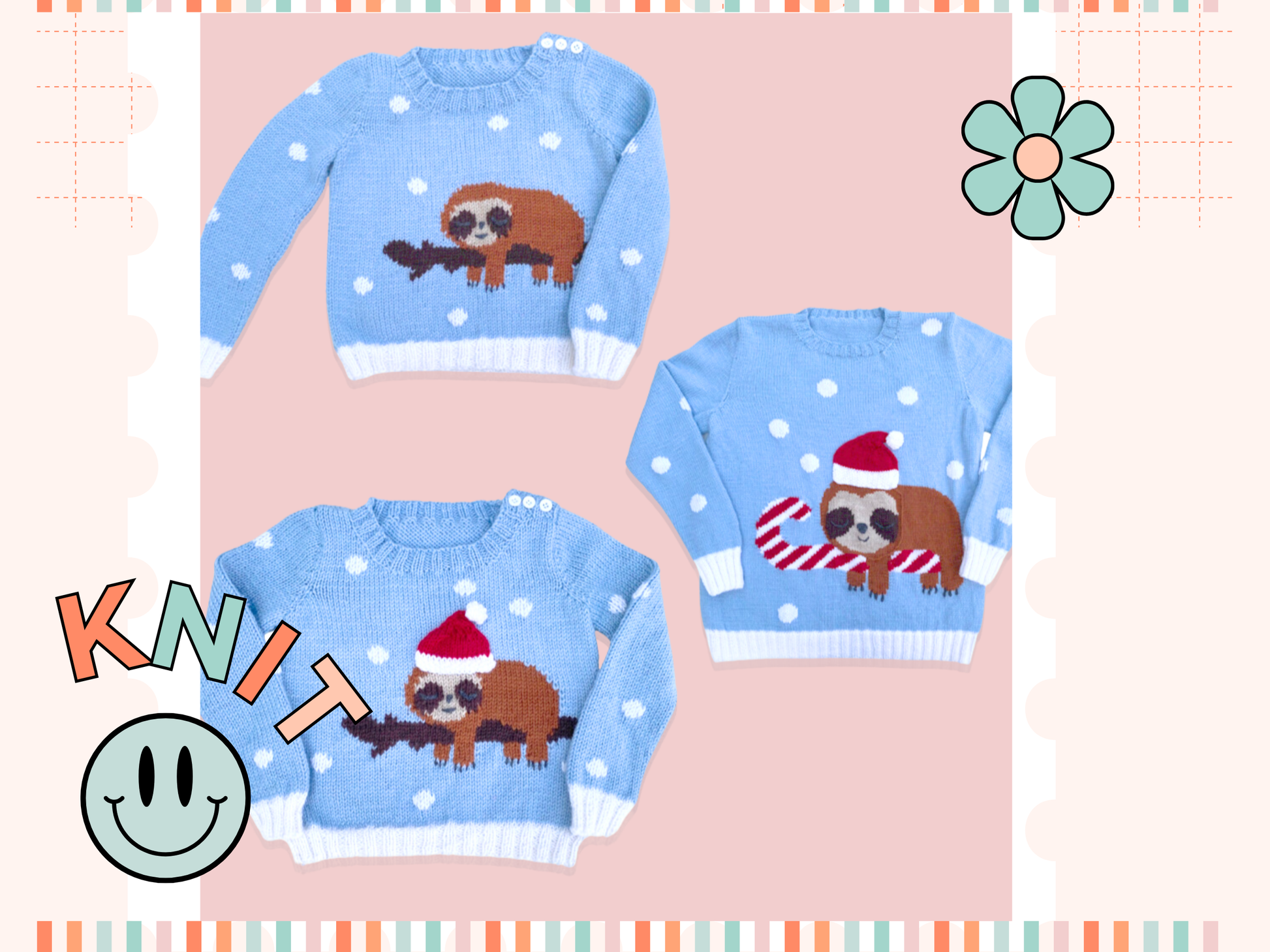 Kids sleepy sloth christmas jumper jane burns kids christmas jumper knitting pattern