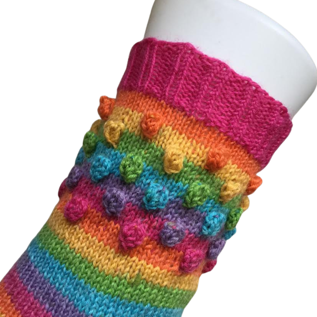 Bubblicious Socks, Simple Self Striping Socks with Bobbles - Knitting Pattern