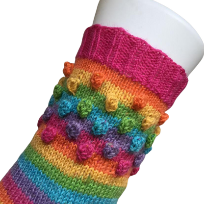 Bubblicious Socks, Simple Self Striping Socks with Bobbles - Knitting Pattern