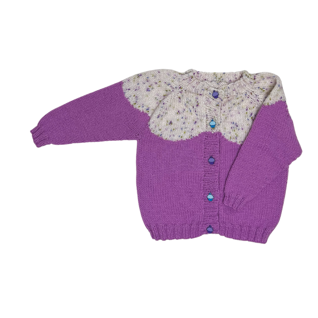 Cupcake Cardi, Simple Seamless Cardigan with Icing Detail - Knitting Pattern