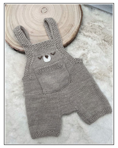 baby bear romper dungarees and hat knitting pattern by jane burns