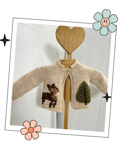 simple baby deer cardigan knitting pattern jane burns, autumn knitting deer