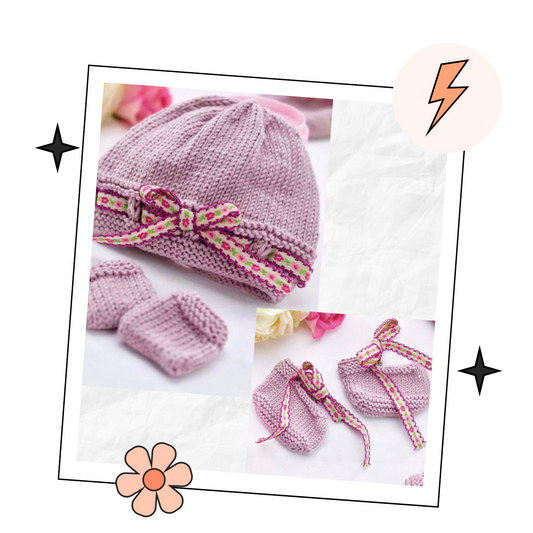 Luxury Baby Hat, Shoes and Mittens Set - Knitting Pattern