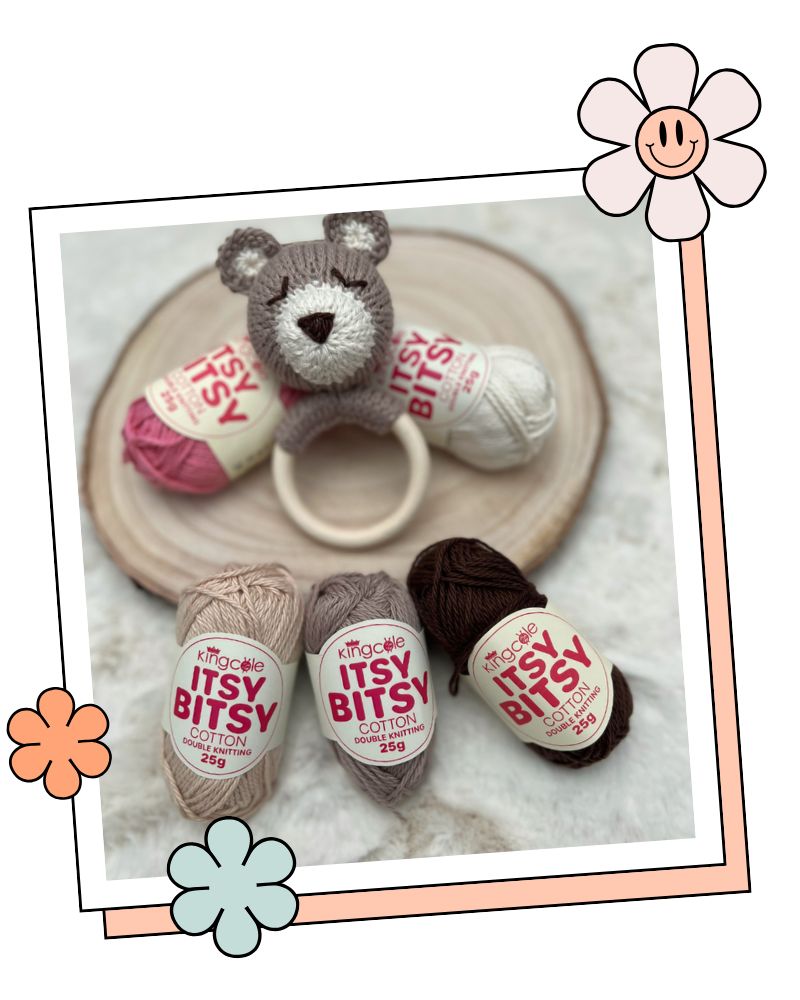 BABY BEAR TEDDY BEAR RATTLE KNITTING PATTERN JANE BURNS