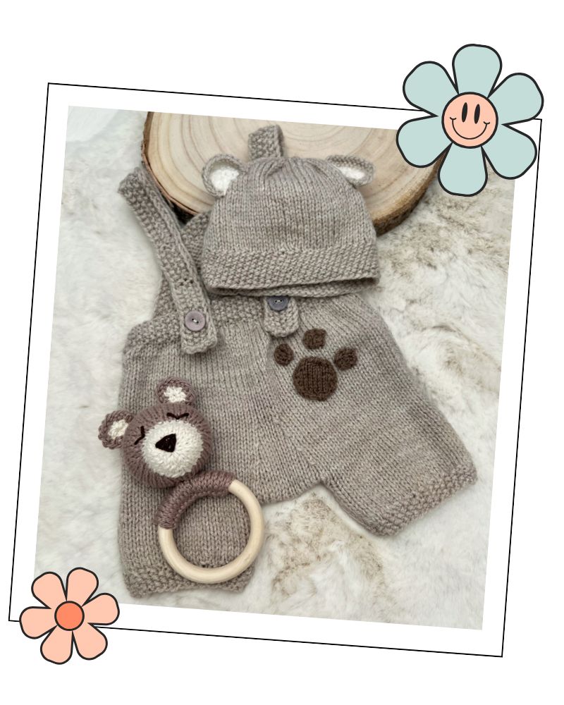 BABY BEAR TEDDY BEAR RATTLE KNITTING PATTERN JANE BURNS