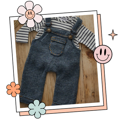 My First Denim Dungarees, Baby Romper - Knitting Pattern