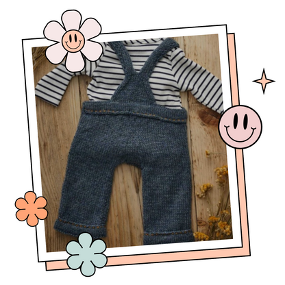 My First Denim Dungarees, Baby Romper - Knitting Pattern