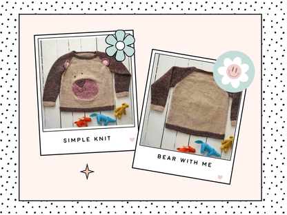 kids jumper knitting pattern for a teddy bear themed sweater, ears and nose applique, raglan style jumper knitting pattern download jane burns