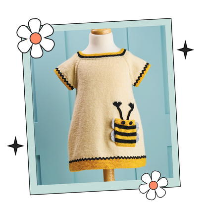 Bee Happy, Childs Bee Seamless Dress - Knitting Pattern