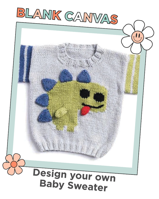 The Blank Canvas Baby Sweater, design your own baby jumper using the motif library by jane burns