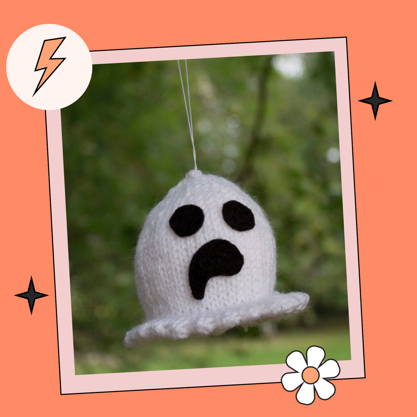 Halloween Bouncy Ghost Toy, Ghost Knitting Pattern