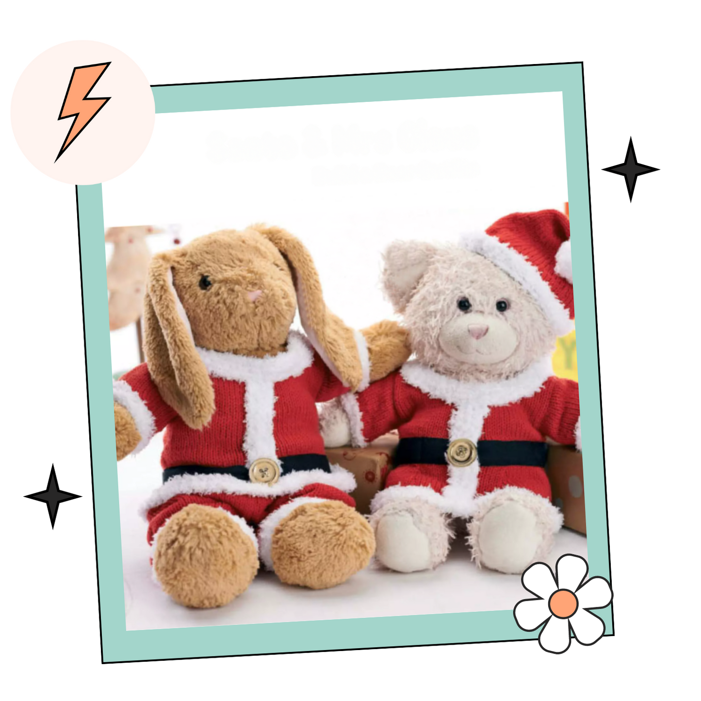 Santa and Mrs Claus Teddy Bear Outfits - Knitting Pattern