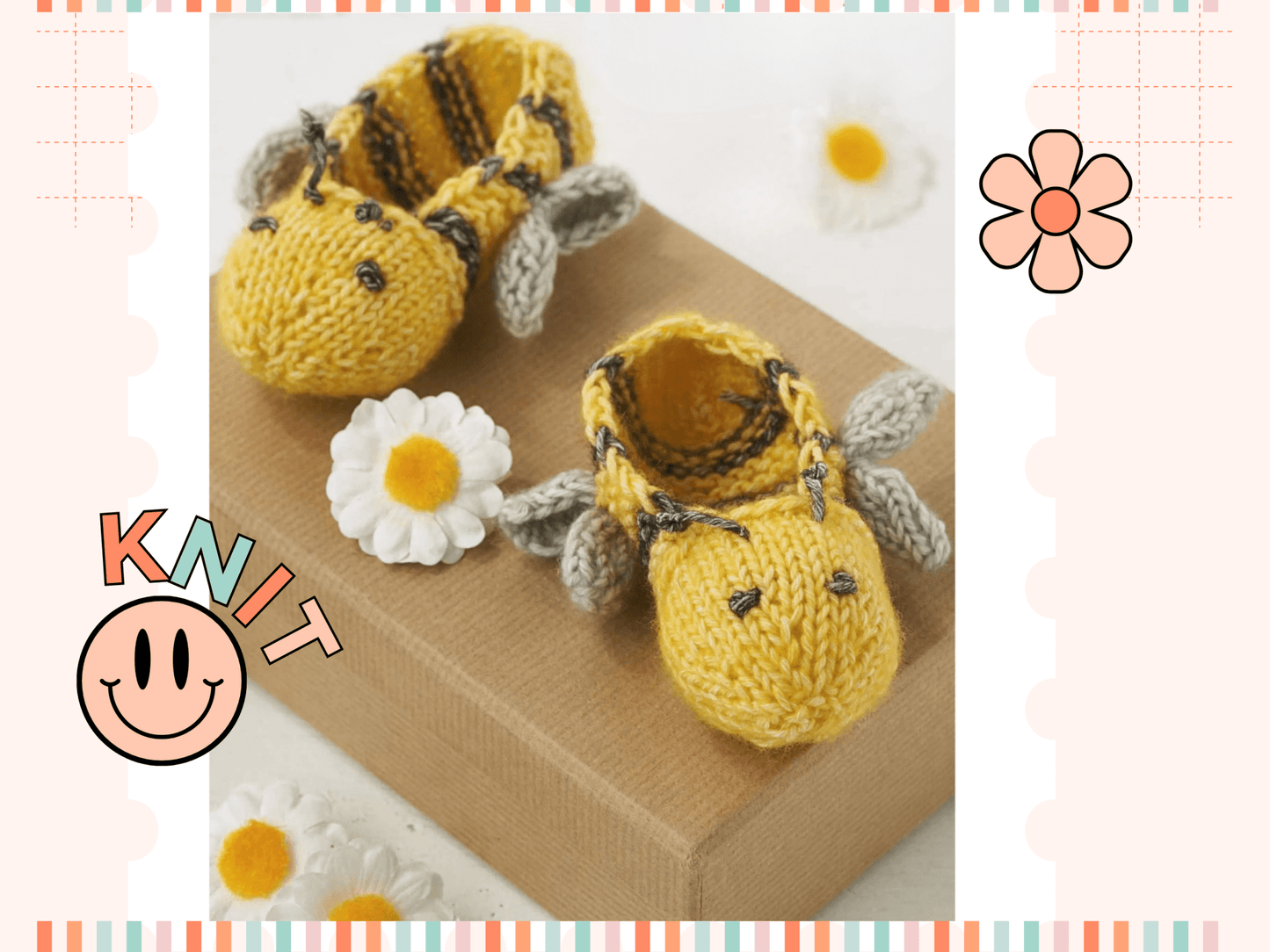 Easy Bumble Bee Booties Baby Knitting Pattern PDF | Newborn–18 Months | DK Weight - AccessoryJane Burns Designs