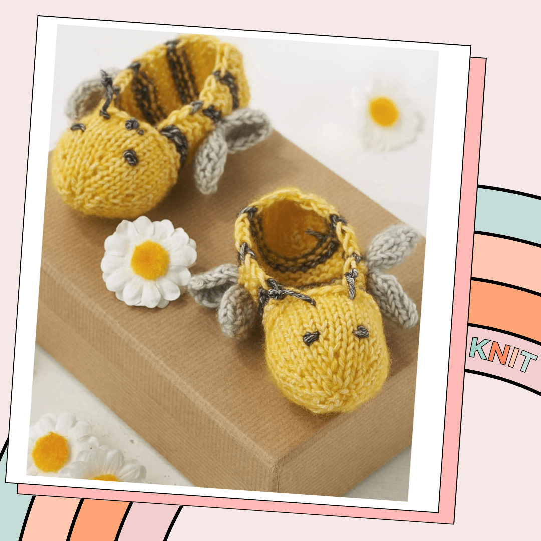 Easy Bumble Bee Booties Baby Knitting Pattern PDF | Newborn–18 Months | DK Weight - AccessoryJane Burns Designs