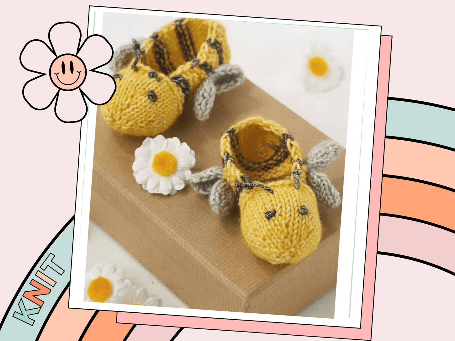 Easy Bumble Bee Booties Baby Knitting Pattern PDF | Newborn–18 Months | DK Weight - AccessoryJane Burns Designs