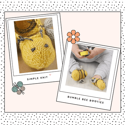Easy Bumble Bee Booties Baby Knitting Pattern PDF | Newborn–18 Months | DK Weight - AccessoryJane Burns Designs